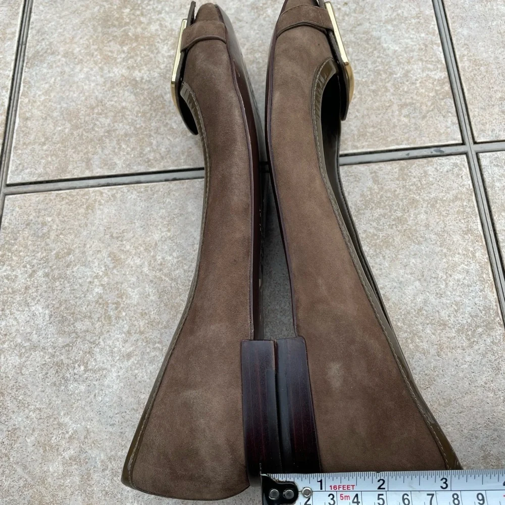 TORY BURCH Julian Mocha Suede Ballet Flats